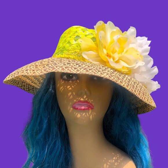 Customized Handcrafted Embellished Summer Garden Party Hat Mixed Material Design - Picture 5 of 5